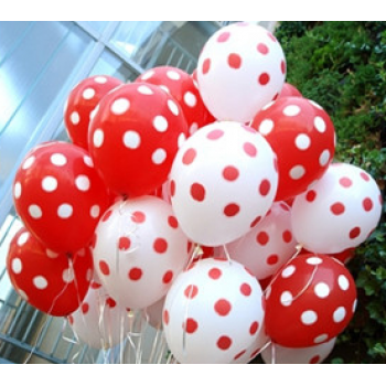 Red-White Mix doted Balloons Bouquets - by Dxb Flower