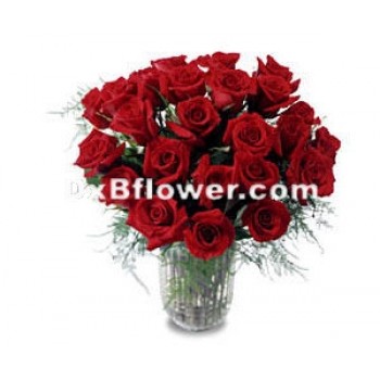 Interflora Dubai Vase of Red Roses - by Dxb Flower