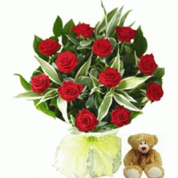 Roses bouquets with Teddy - by Dxb Flower